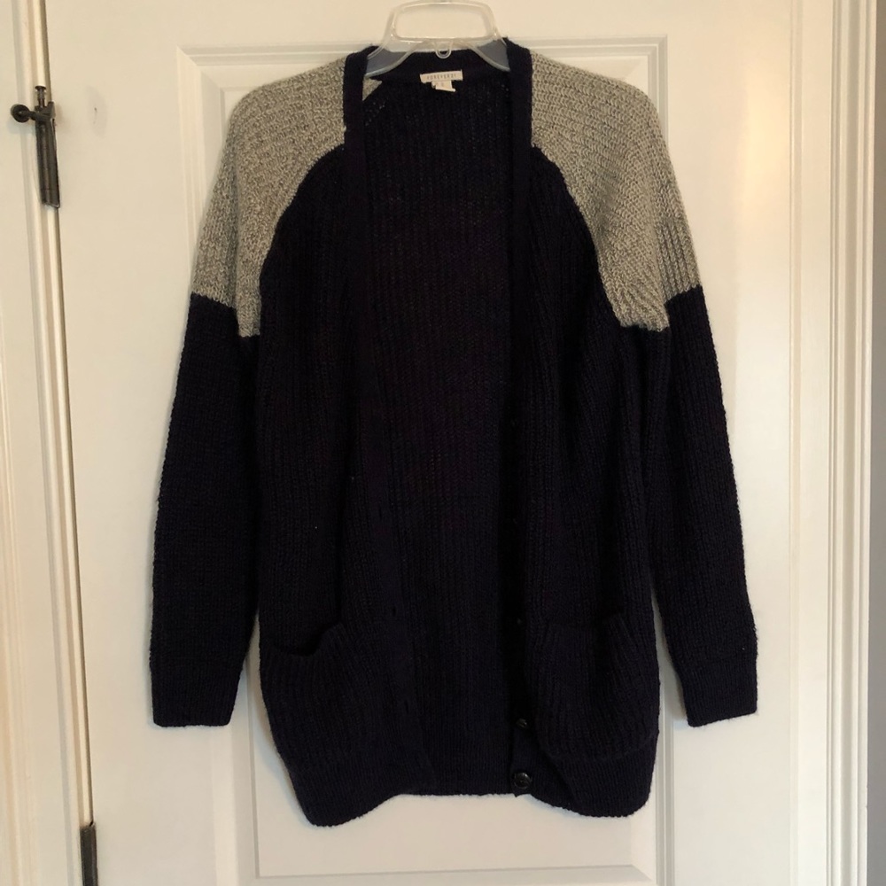 Navy/Gray Cotton Cardigan